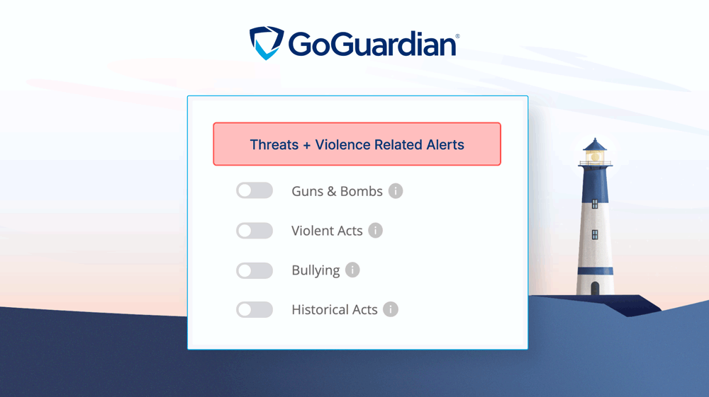 The GoGuardian Beacon Threats and Violence Related Alerts screen.