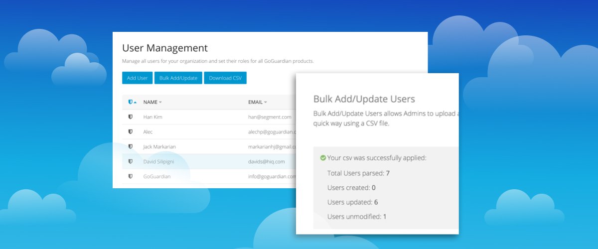 User Management screen next to Bulk Add/Update Users