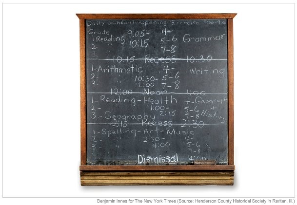 A old, worn chalkboard.