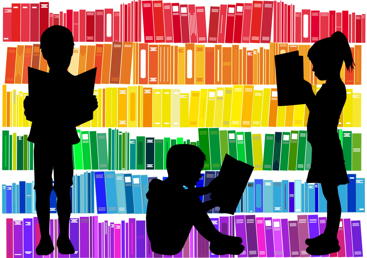 Illustration of three students reading books