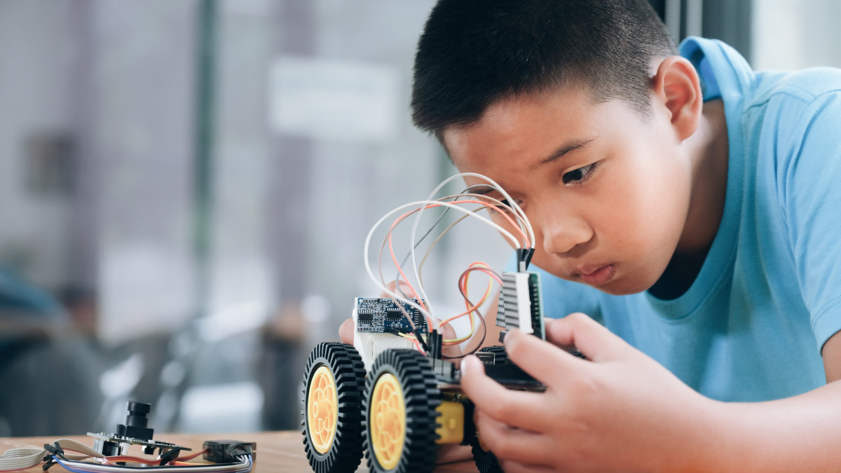 A student builds a remote controlled car