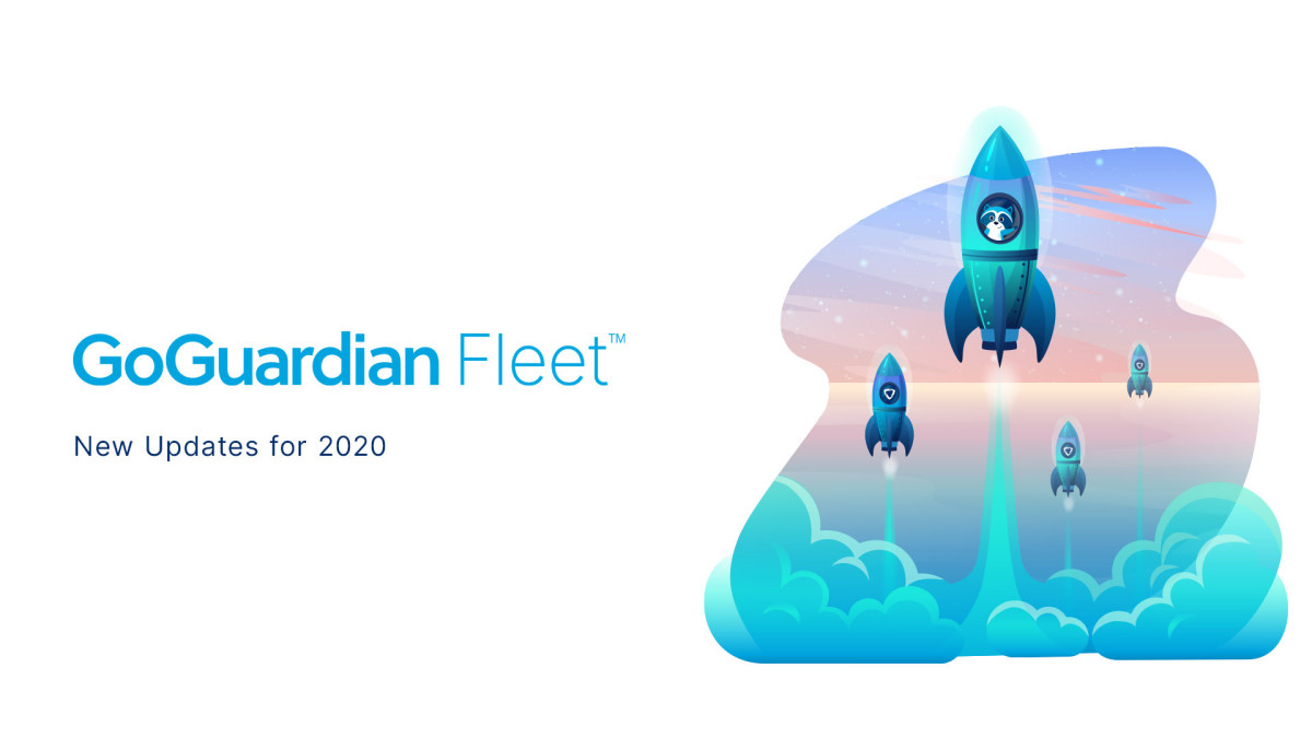 Illustration of rocket ships launching and the title "GoGuardian Fleet"