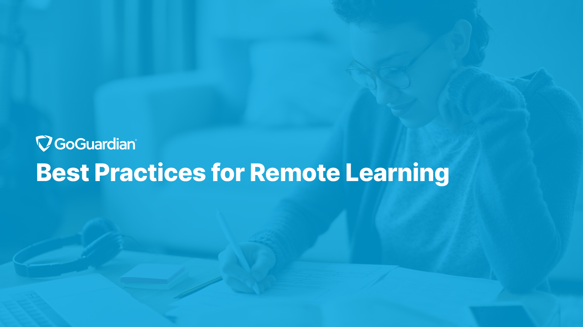 A blue rectangle with the words: Best Practices for Remote Learning