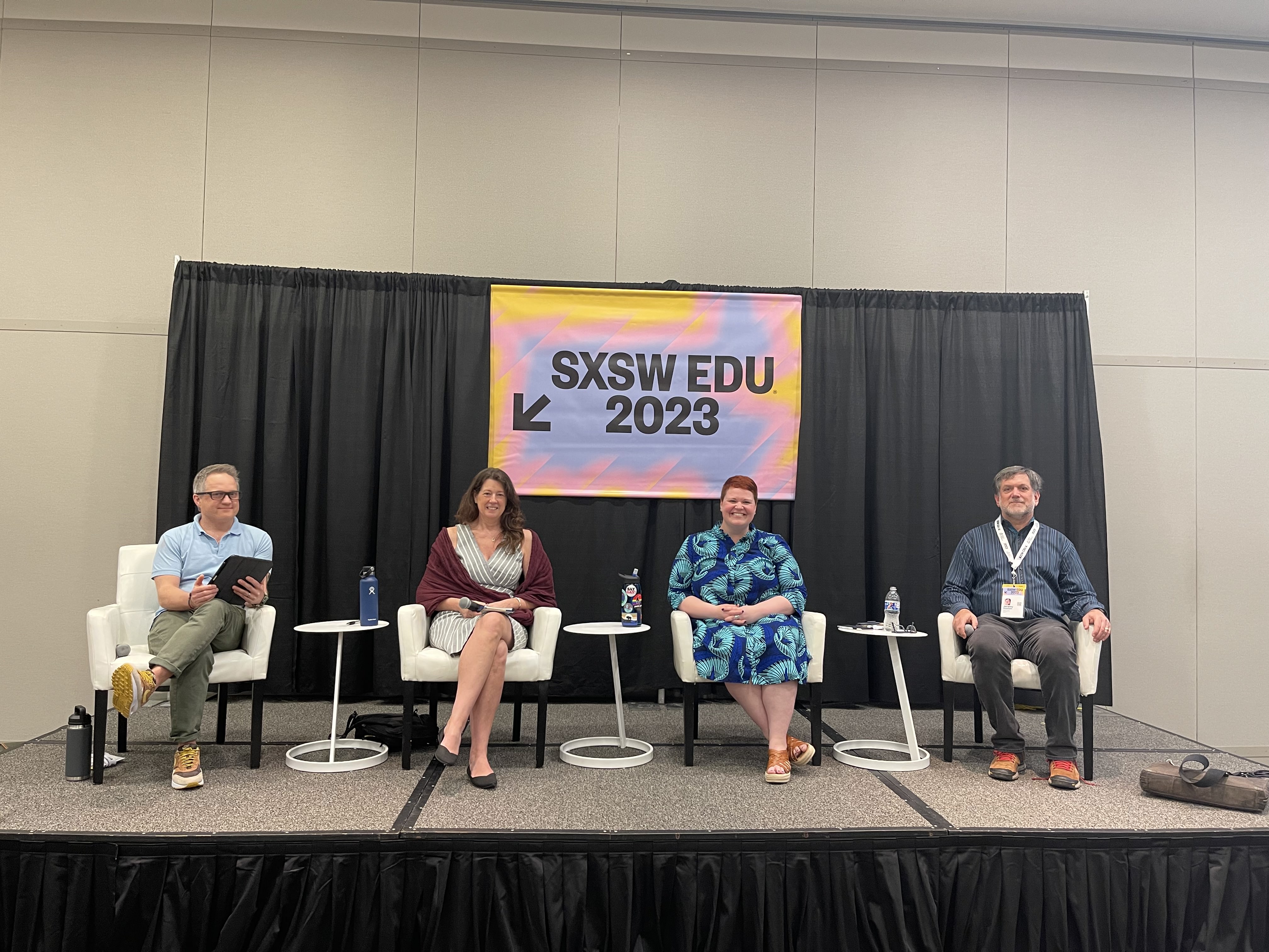 GoGuardian’s Senior Director of Privacy and Data Policy Teddy Hartman; Paige Kowalski, Executive Vice President of Data Quality Campaign; Kristina Ishmael, Deputy Director of the Office of Edtech for the U.S. Department of Education, Office of Educational Technology; and Jeremy Roschelle, Executive Director of Learning Science Research for Digital Promise at SXSW 2023.