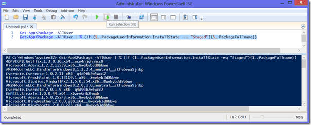 A screen capture of the PowerShell ISE interface.