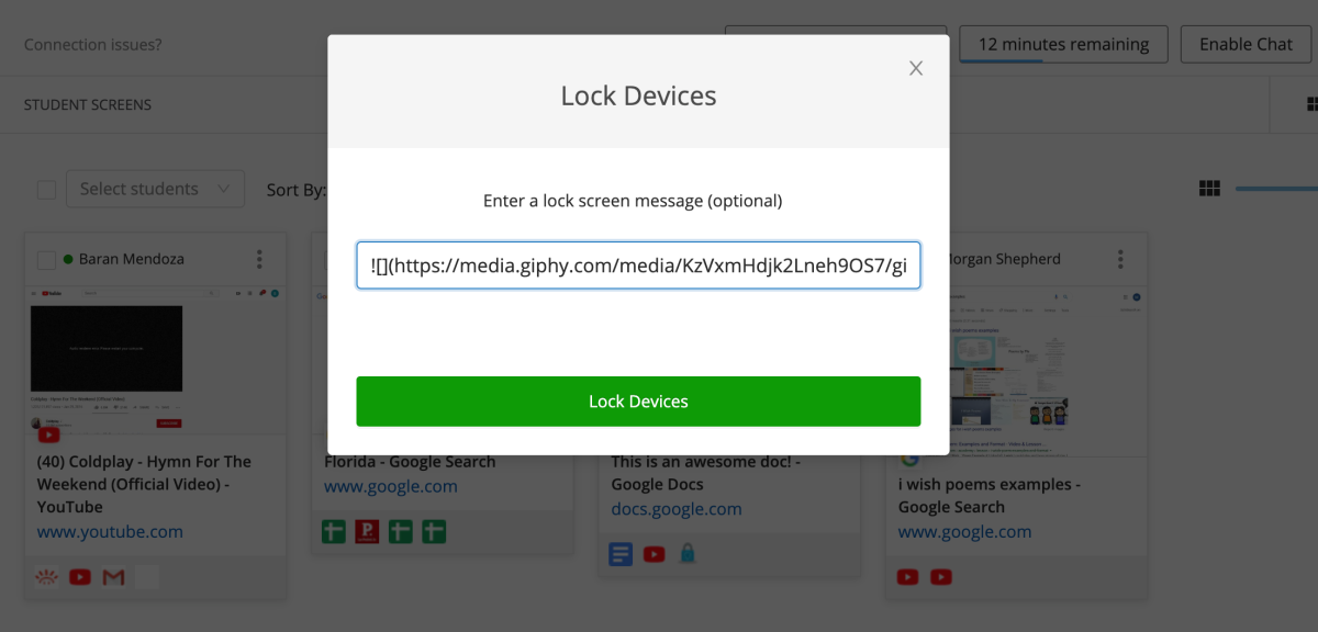 A screenshot that reads "lock devices."