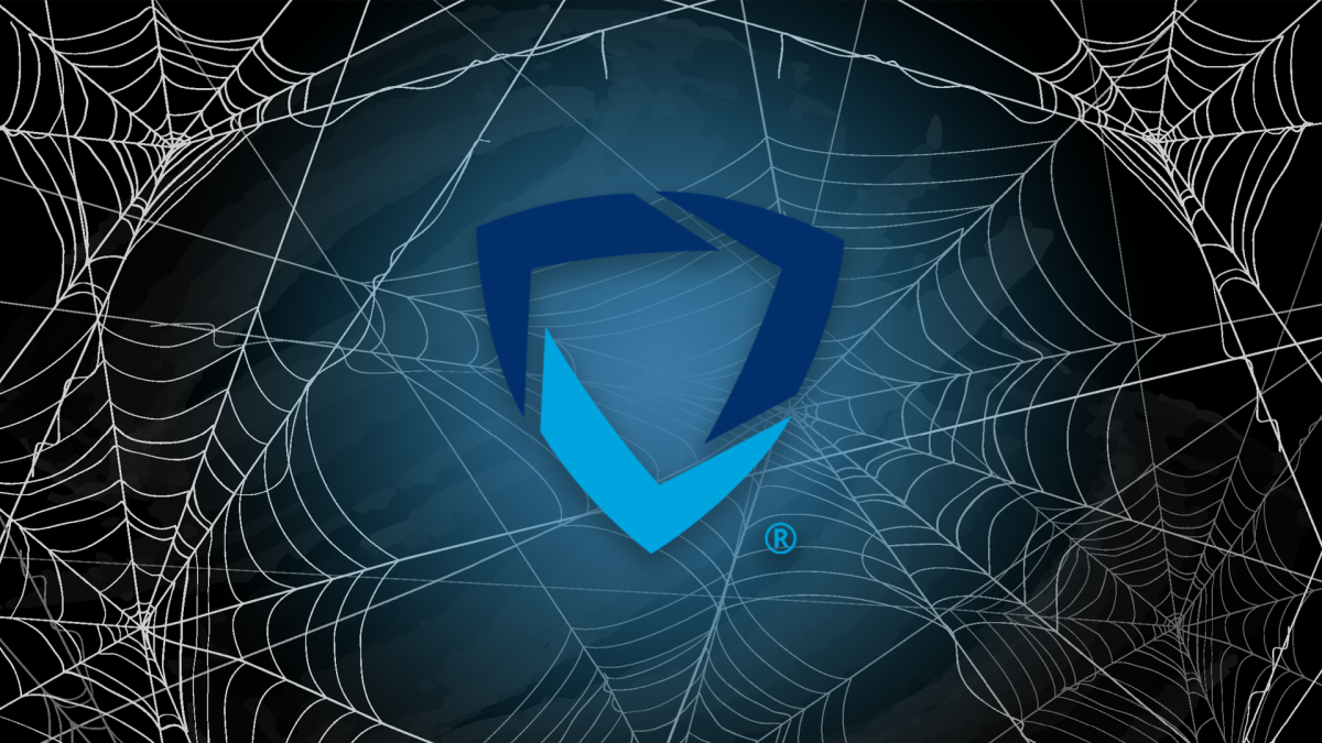 An illustration of spider webs on a dark background with the GoGuardian logo