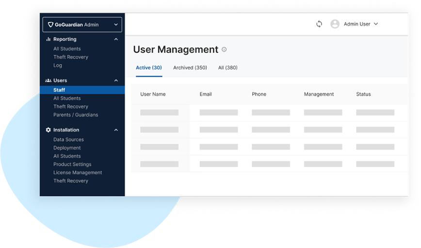 A screenshot of User Management UI